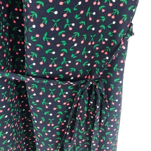 Boden Cynthia Dress Navy Cherry Picking Ruffle Trim Belted Dress size 4 - Picture 7 of 16